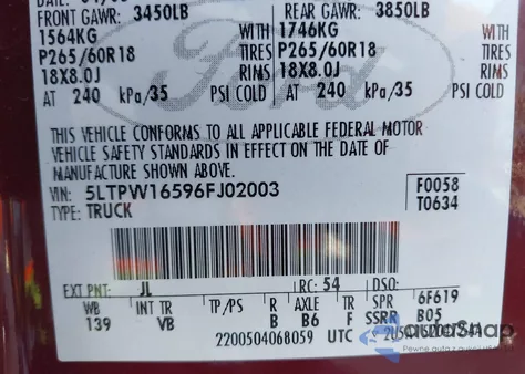 2006 Lincoln Mark Lt z USA, uszkodzony, nr VIN 5LTPW16596FJ02003